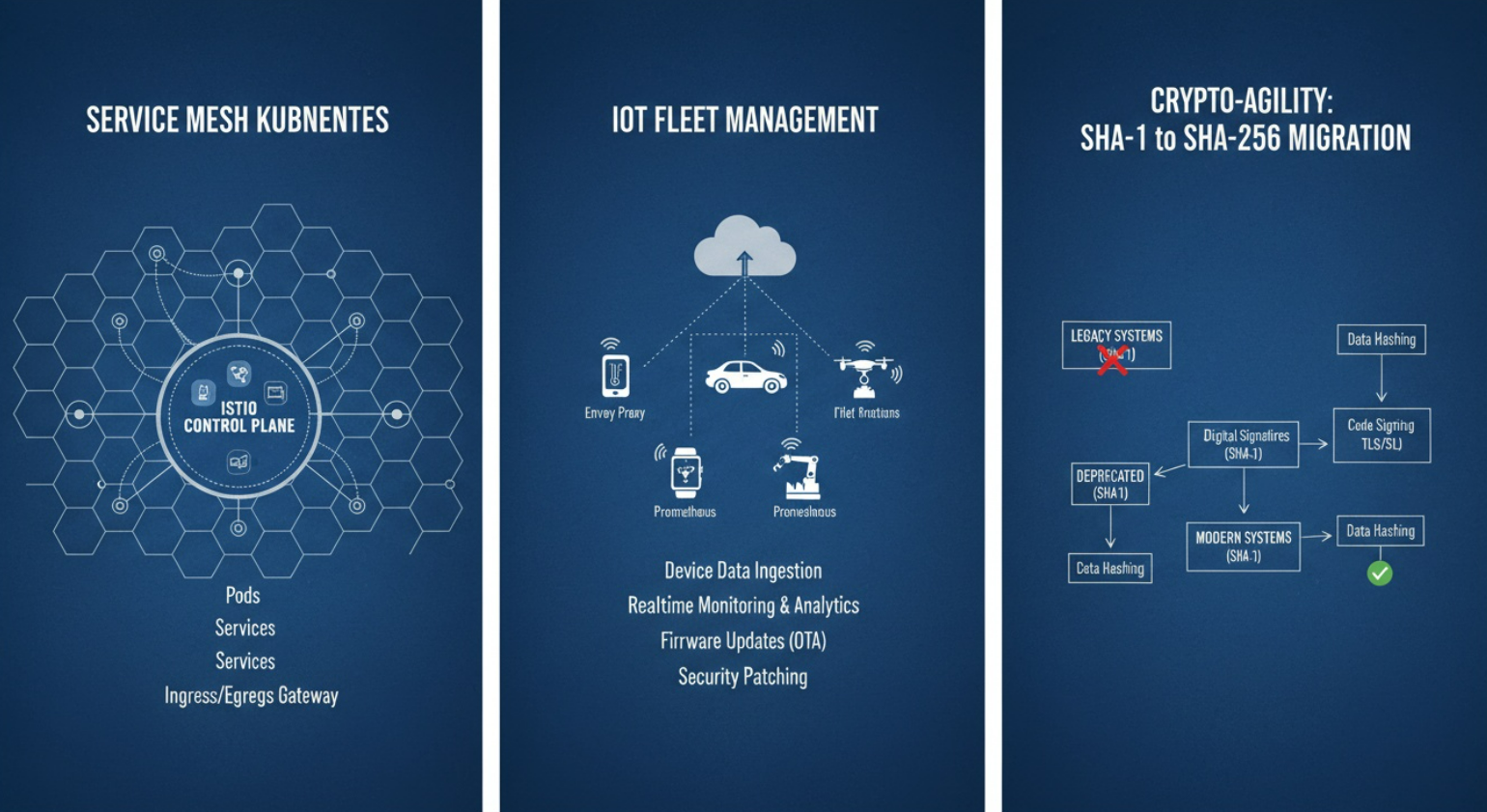 Advanced CLM integration scenarios including service mesh mTLS, IoT device certificates, and crypto-agility migration