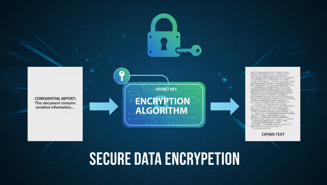 Encryption process converting plain text to cipher text