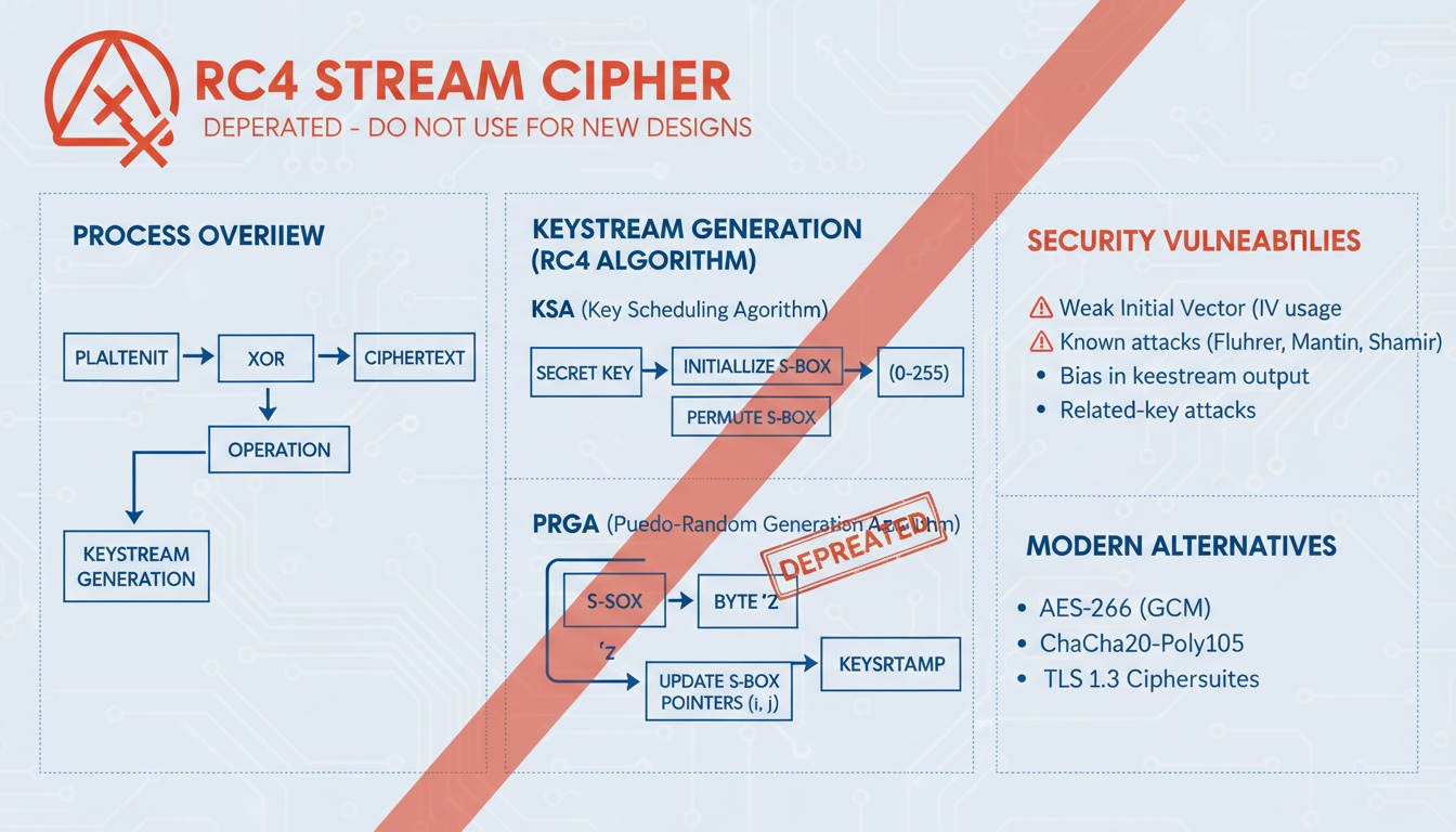 RC4 Encryption Deep Dive: Architecture, Attacks, Cryptanalysis, and Secure Alternatives
